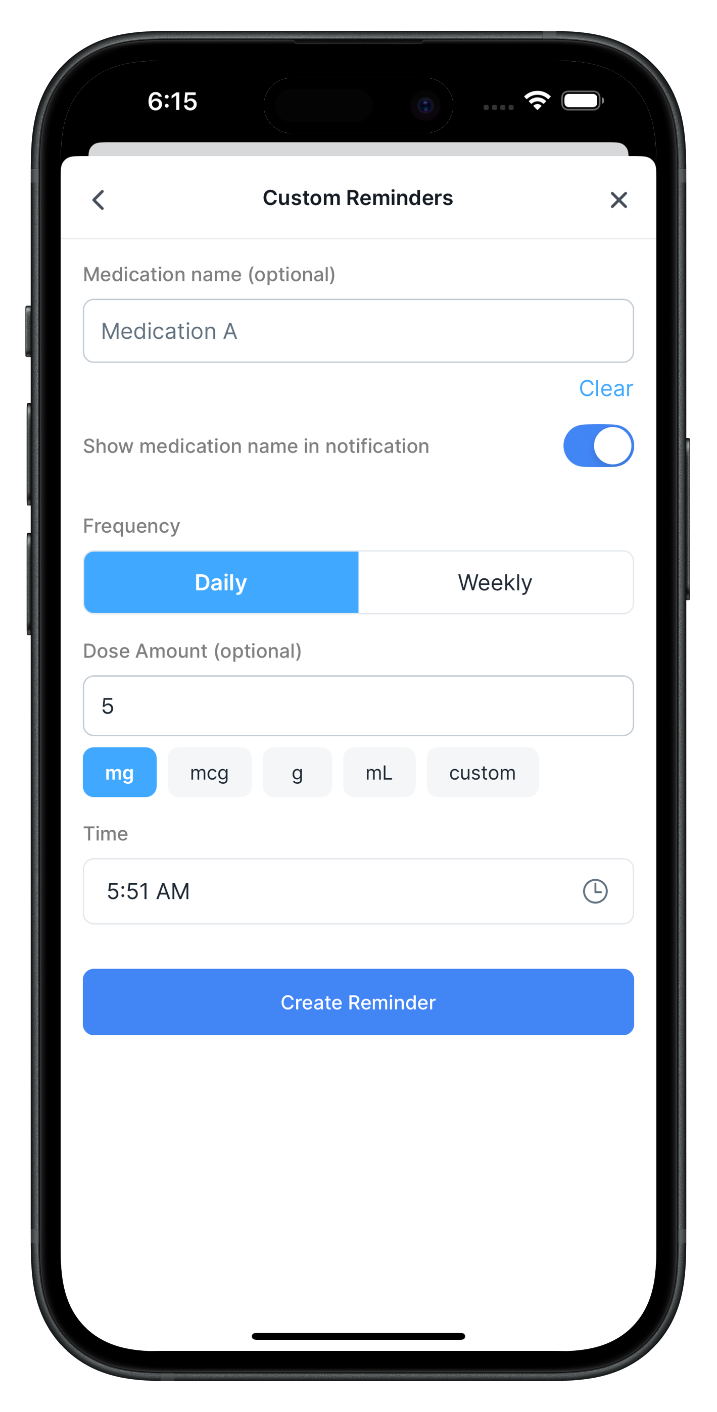 Taper medication tracking interface
